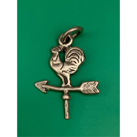 Rooster Weathervane Sterling Silver Jewelry Charm #farm - Picture 1 of 3